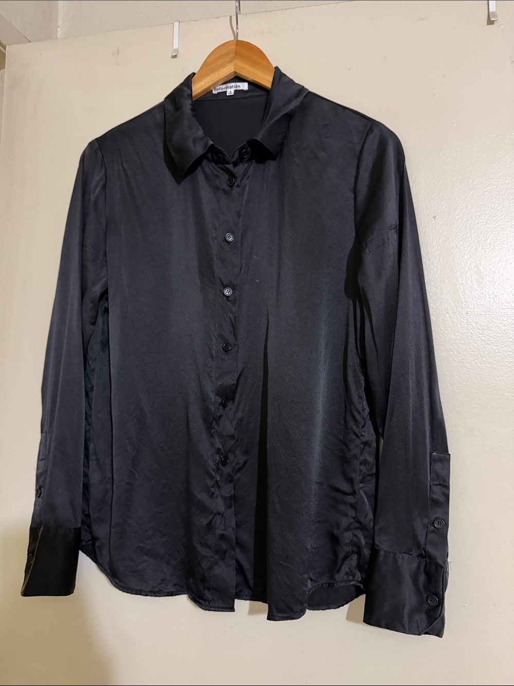 Reformation silk button down shirt